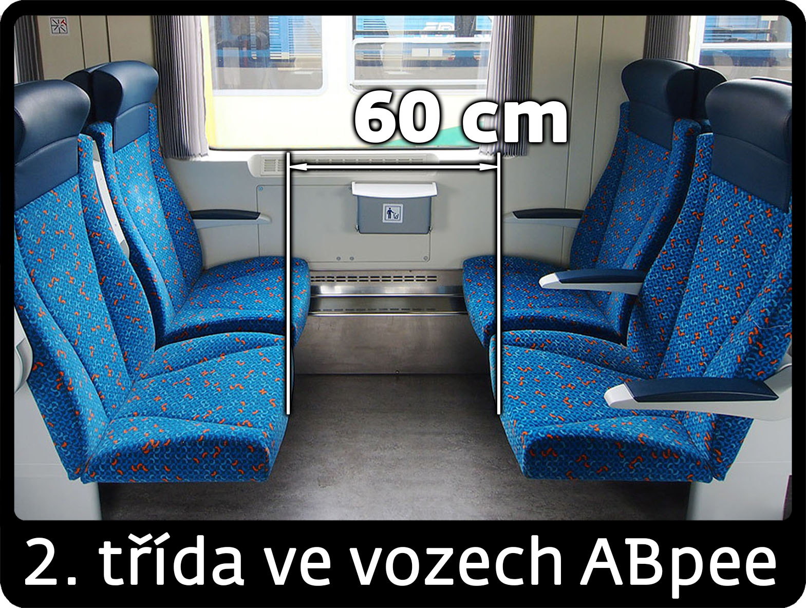 Sedadla druhé třídy ve voze ABpee